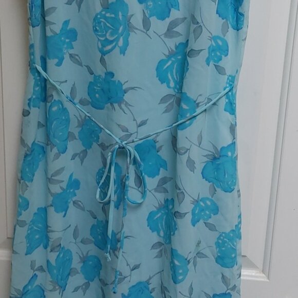 ACCOMPLICE light blue roses pattern shoulder sleeveless long summer spring Dress - Picture 8 of 8